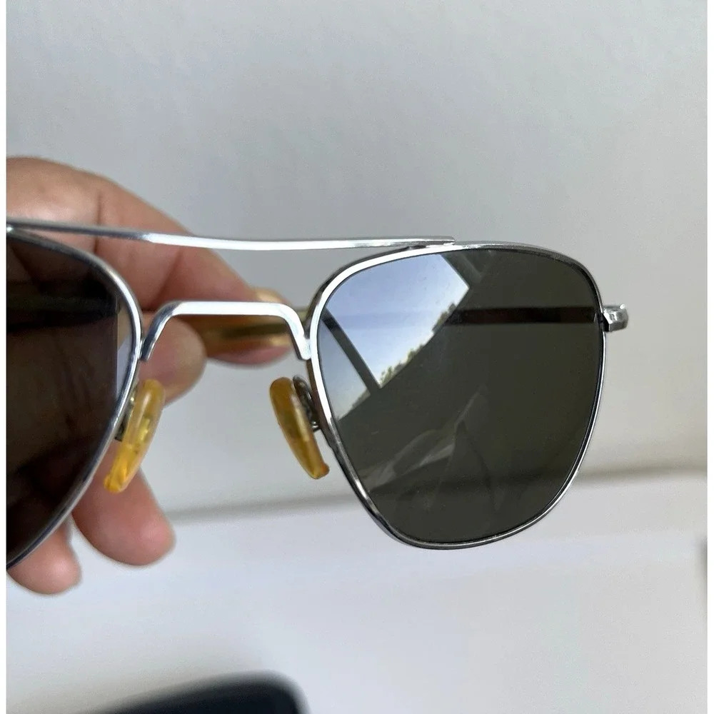 Vintage RANDOLPH ENGINEERING AF 52-20 Silver Gray Aviator Pilot Sunglasses 5 1/2